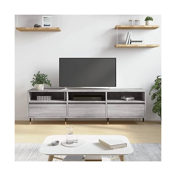 LAPOOH Meuble TV Sonoma Gris 150x30x44,5 cm Bois dingénierie,Meuble TV Longueur,Meuble Bas Salon,Meubles De Salon TV