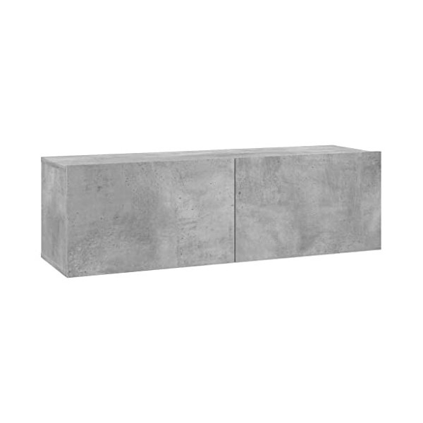Meuble TV Gris béton 100x30x30 cm Aggloméré - Table TV Support de Télévision en Bois pour Salon Chambre Salle à Manger