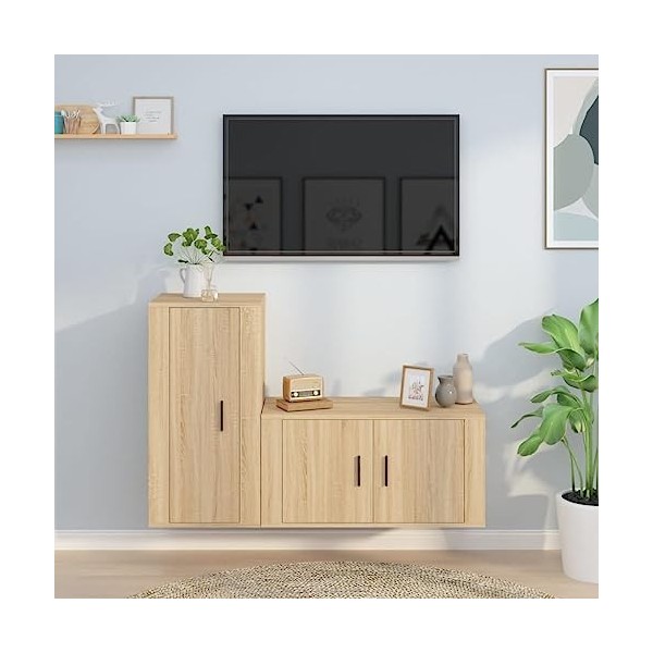 VEEKI Meuble TV, Meuble TV Suspendu, Meuble TV Industriel, Meuble TV Bois, Meuble Chambre, Convient pour Salon ou Chambre, En