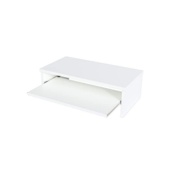 Henor Support Moniteur TV avec Plateau Amovible en Bois FSC® 62 x 32 x 18 cm. Supporte 50 Kg. Blanc