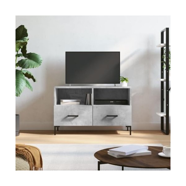 VEEKI Meuble TV, Meuble TV Suspendu, Meuble TV Industriel, Meuble TV Bois, Meuble Chambre, Convient pour Salon ou Chambre, Gr