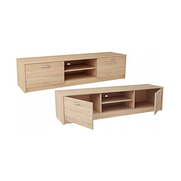 KUBUTKU Sonoma, Armoire de télévision basse pour salon, chambre à coucher, bureau Design moderne 36 x 160 x 41 cm
