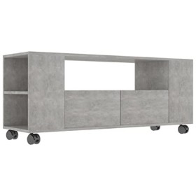 lvssiao Meuble de salon pour TV, Meuble TV Contreplaqué Gris béton 120x35x43 cm Module TV avec armoires