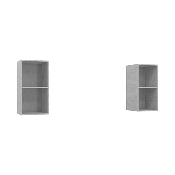 Table Télévision Basse, Simplicité et Élégance Meubles Muraux pour TV 2 pièces Gris Meuble TV Salon avec Grand Stockage