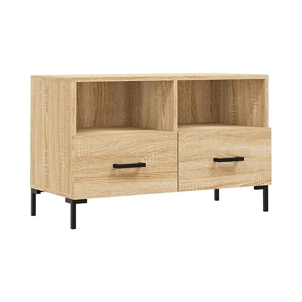 ZEYUAN Meuble TV Chêne Sonoma 80x36x50 cm Bois dingénierie,Meuble TV Longueur,Meuble Bas Salon,Meubles De Salon TV