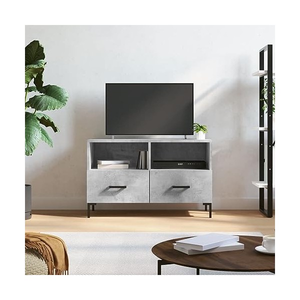 Camerina Meuble TV Gris béton 80x36x50 cm Bois dingénierie,Meuble TV,Table Basse Couleurs,Table Basse Salon Meuble Tv326