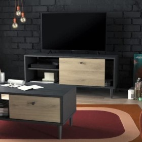 Demeyere Meuble TV Arty en Bois au Style Industriel – Format 110 * 39 * 48 Cm – Rangements Pratiques –Fabriqué en France