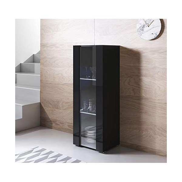 MB Muebles Bonitos | Vitrine Armoire Meuble de Rangement Luke V2 | Largeur 40 x Hauteur 128 x Profundeur 29 cm | avec LED | M