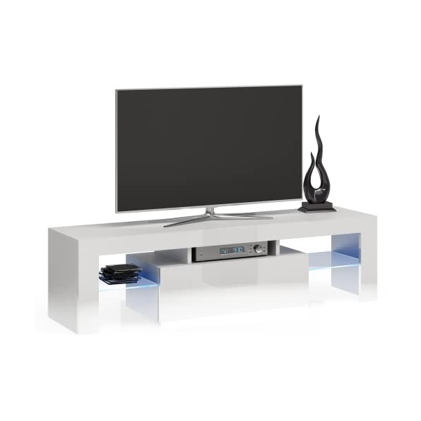 ADGO Meuble TV décoratif avec 3 étagères, étagères en Verre, Meuble TV, Meuble, étagère Debout avec Espace de Rangement 140 