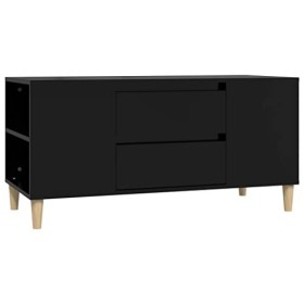 Higsose Meuble TV Salon Noir 102x44,5x50 cm Bois dingénierie Design Tendance Armoire Multimédia Grand Espace de Rangement Ga