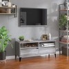 Higsose Meuble TV Sonoma Gris 100x34,5x44,5 cm Bois dingénierie Classique Unité TV Dessus Robuste Unité Multimédia Placer Ob