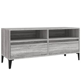 Higsose Meuble TV Sonoma Gris 100x34,5x44,5 cm Bois dingénierie Classique Unité TV Dessus Robuste Unité Multimédia Placer Ob