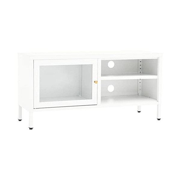 VEEKI Meuble TV, Meuble TV Suspendu, Meuble, Meuble TV avec Rangement，Meuble Industriel, Convient pour Salon ou Chambre, Blan