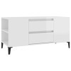 Keyur Meuble TV, Banc TV Buffet Bas Support de Télévision Meuble Télé Meuble TV Blanc Brillant 102x44,5x50 cm Bois dingénier