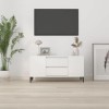 Keyur Meuble TV, Banc TV Buffet Bas Support de Télévision Meuble Télé Meuble TV Blanc Brillant 102x44,5x50 cm Bois dingénier