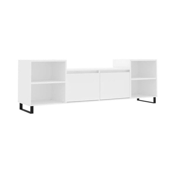 Meuble TV Blanc 160x35x55 cm Bois dingénierie - Meuble TV, Armoire Basse Centre, Support Télé pour Salon Chambre,