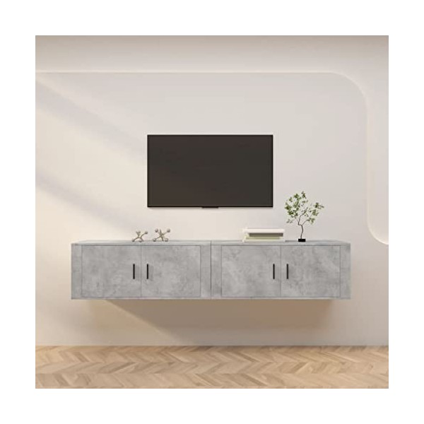 WREWING Meuble TV,Support pour Téléviseur Jusqu’à 50-80 Pouces,Table Télé avec Étagères Réglables,Bas Table TV Support de Tél