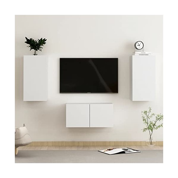 Meuble TV,Étagère TV Flottante, Support de Télévision Flottant Fixé au Mur Centre de Console Multimédia de Divertissement Gra