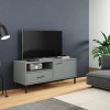 FIRBNUS Meuble TV avec Pieds en Métal Gris Bois de Pin Massif Oslo 106x40x46,5 cm Unité TV Tendance Fonction daffichage pour