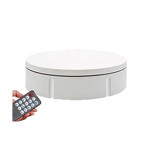 JRPT 360° Plateau Tournant Electrique,Base rotative électrique avec Télécommande,Plate-Forme Rotativer pour Photographie Blan