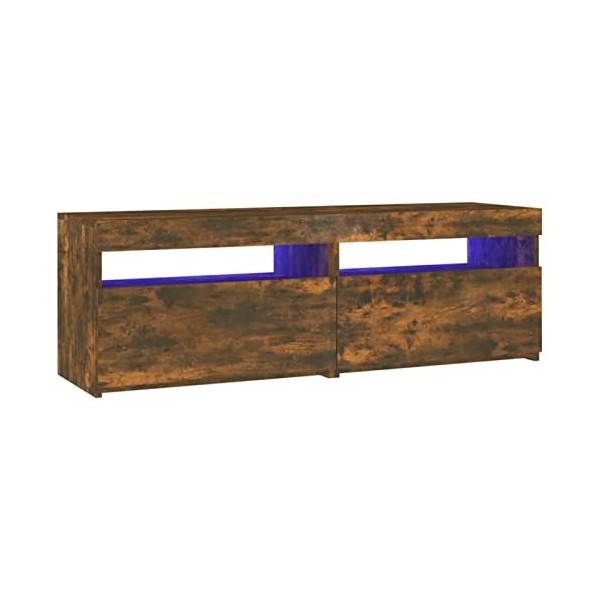 DJEKA Meuble TV LED Meuble TV Meuble TV Bois Banc TV Meuble TV Haut Convient pour Salon ou Chambre-Chêne fumé-120 x 35 x 40 c