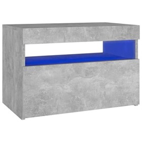 Module TV pour salle à manger, meuble TV avec lumières LED Gris béton 60x35x40 cm Meuble Kit de montage facile