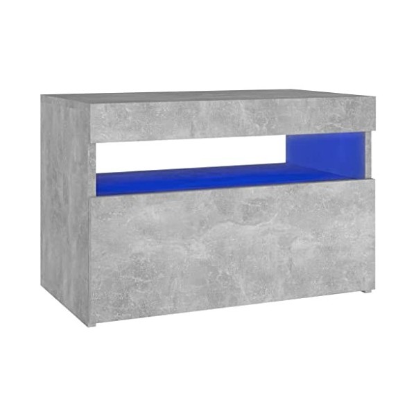 Module TV pour salle à manger, meuble TV avec lumières LED Gris béton 60x35x40 cm Meuble Kit de montage facile