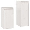 JUNZAI Meubles TV 2 pcs Blanc Bois Massif de pin,Meuble TV,Table Basse LED Couleurs,Table Basse Salon Meuble TV