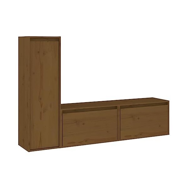 Générique Meubles TV 3 pcs Marron Miel Bois Massif de pin,21.7 KG,3100122, Meubles, Meubles TV