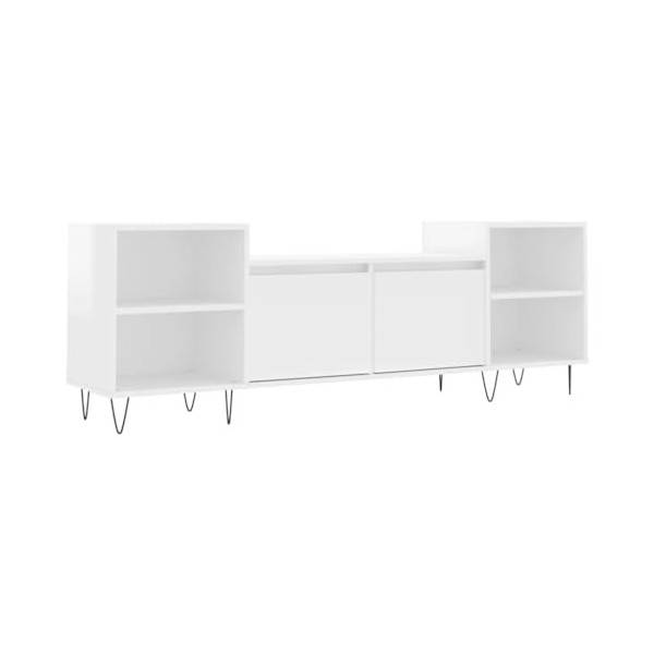 BaraSh Meuble TV Blanc Brillant 160x35x55 cm Bois dingénierie,Meuble TV,Table TV,Ensemble Meuble TV