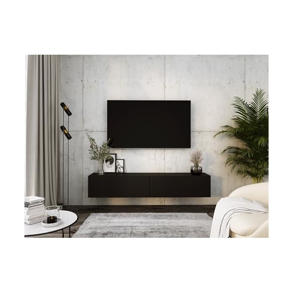 3E 3xE living.com Meuble TV Suspendu, D: L: 170 cm, H : 34 cm, P : 32 cm. Rangement TV, Meuble TV Mural, Table TV, Meuble Tel