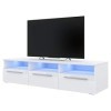 Selsey LAVELLO - Meuble TV/Banc TV 140 cm, Blanc Mat/Blanc Brillant, éclairage LED 