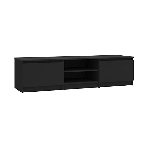 Meuble TV avec 2 Portes | Style Elégance | Rangement matériel télé Audio Video Gaming | 140x40x35,5cm Noir