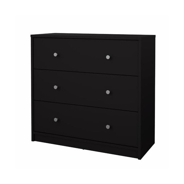 Tvilum 3 tiroirs Poitrine, Noir, H. 68,3 x L. 72,4 x P. 30,1 cm