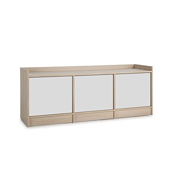 VS Venta-stock Meuble TV Moscú avec 3 Portes, Couleur Chêne/Blanc, 139 cm Largeur 40 cm Profondeur 54 cm Hauteur 