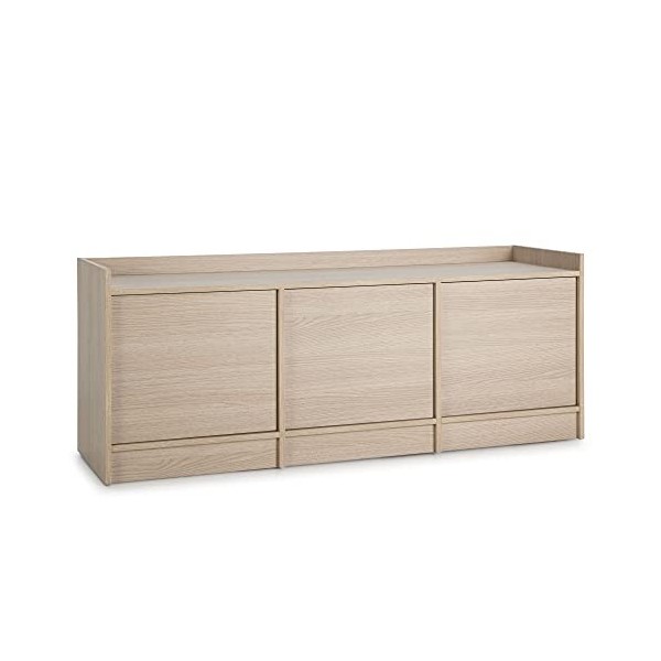 VS Venta-stock Meuble TV Moscú avec 3 Portes, Couleur Chêne/Blanc, 139 cm Largeur 40 cm Profondeur 54 cm Hauteur 