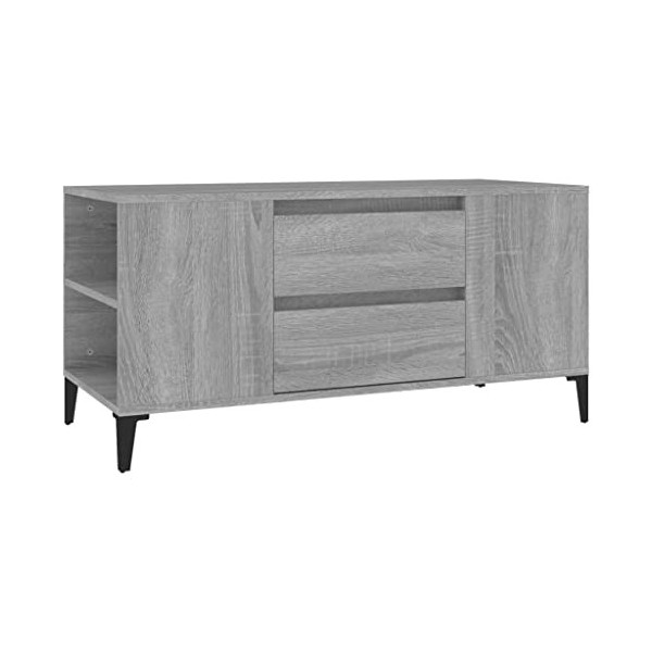 Keyur Meuble TV, Banc TV Buffet Bas Support de Télévision Meuble Télé Meuble TV Sonoma Gris 102x44,5x50 cm Bois dingénierie