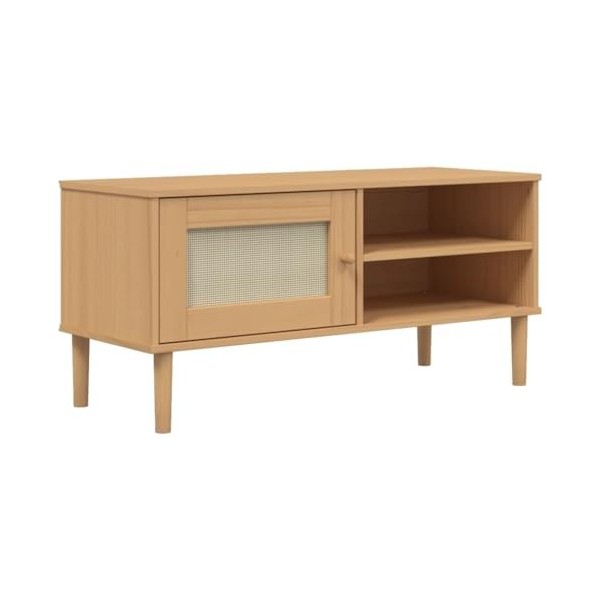 vidaXL Meuble TV SENJA Aspect rotin Marron 106x40x49cm Bois Massif pin