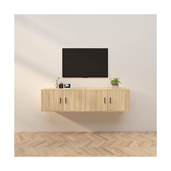 Meubles TV muraux 2 pcs chêne Sonoma 80x34,5x40 cm - Meuble télé, Meuble TV Industriel, Meuble Chambre, Convient pour Salon o