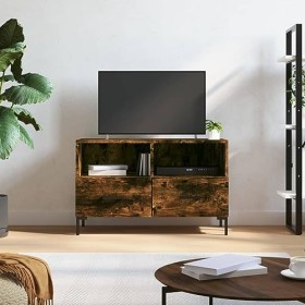 JUNZAI Meuble TV Chêne fumé 80x36x50 cm Bois dingénierie,Table TV,Ensemble Meuble TV,Meuble TV