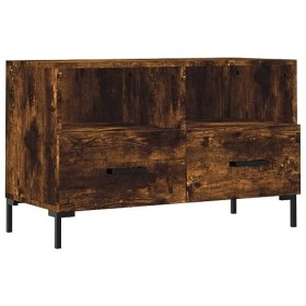 JUNZAI Meuble TV Chêne fumé 80x36x50 cm Bois dingénierie,Table TV,Ensemble Meuble TV,Meuble TV