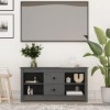 FAMIROSA Meuble TV Gris 103x36,5x52 cm Bois de pin Massif 15.5KG 