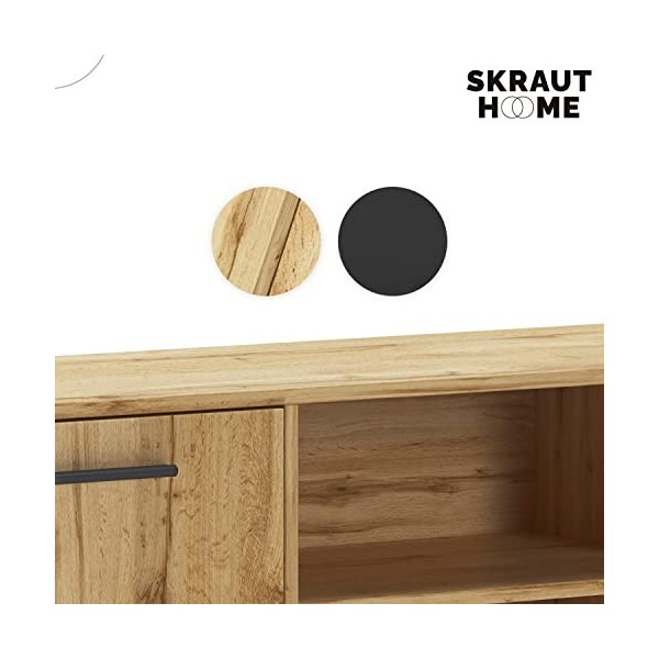 Skraut Home | Meuble TV pour Salon | Naturale | Finition Couleur Chêne, 57 x 137 x 40 cm