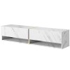 Selsey MIRRGO - Meuble TV 140 cm marbre Blanc avec Insert dor