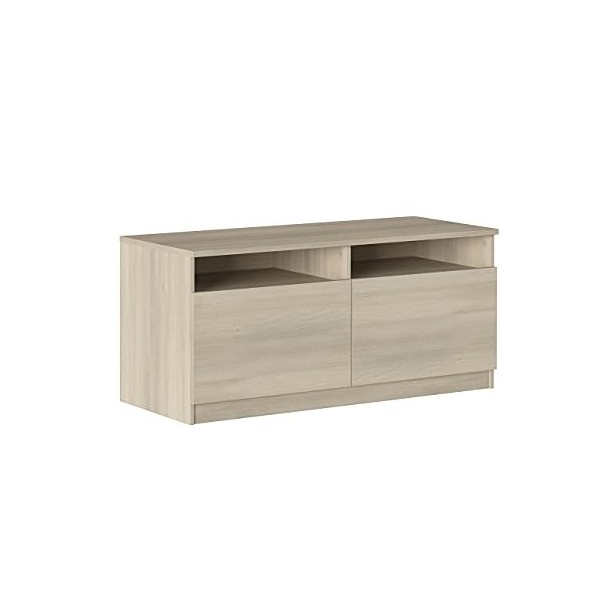 Iconico Home MIK Meuble TV 2 Portes battantes avec poignées intégrées, Bois dingénierie, Chêne, 120x44,5xh53,5 cm