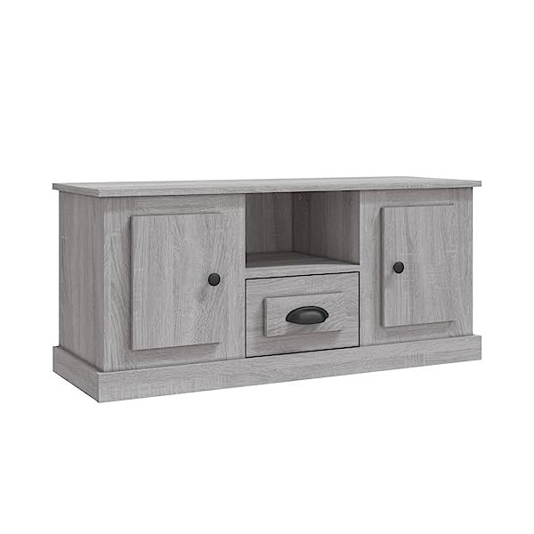 Higsose Meuble TV Salon Sonoma Gris 100x35,5x45 cm Bois dingénierie Armoire Télévision Dessus Stable et Robuste Vitrine daf