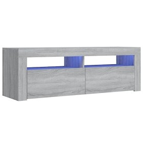 Annlera Meuble TV avec Lumières LED Colorées Sonoma Gris 120x35x40 cm Bois dingénierie Moderne Banc TV Maison Salon Grand Es