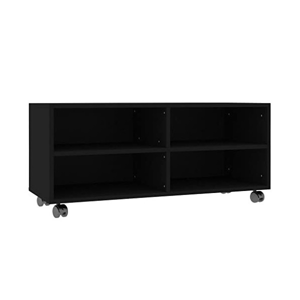vidaXL Meuble TV avec roulettes Armoire Basse Meuble Divertissement Salon Salle de Séjour Maison Intérieur Noir 90x35x35 cm A
