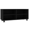 vidaXL Meuble TV avec roulettes Armoire Basse Meuble Divertissement Salon Salle de Séjour Maison Intérieur Noir 90x35x35 cm A