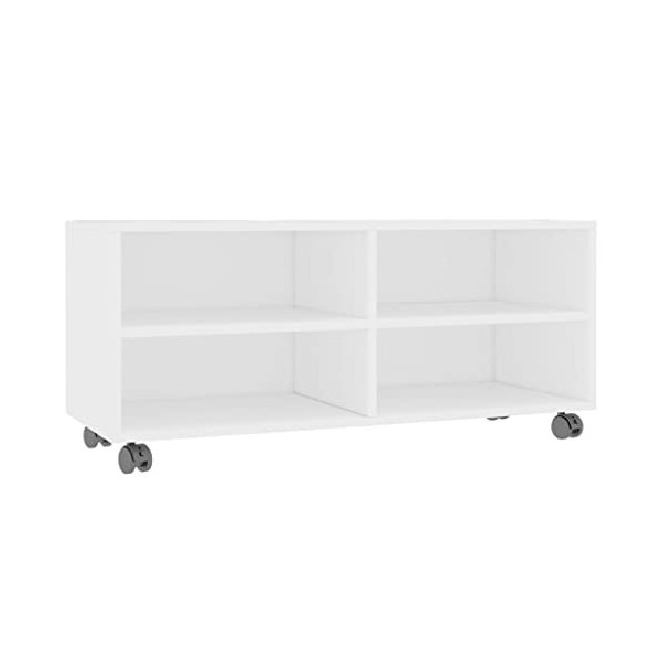 vidaXL Meuble TV avec roulettes Armoire Basse Meuble Divertissement Salon Salle de Séjour Maison Intérieur Noir 90x35x35 cm A